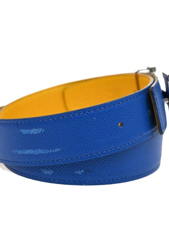 HERMES H Logo Constance Reversible Buckle Belt Leather #80 SHW Blue YW 82KC662 main image 14